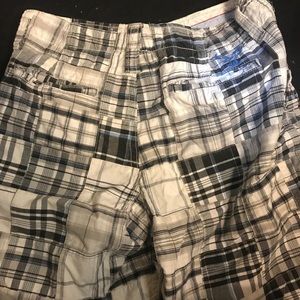 Blue, grey and white Plaid American Eagle shorts